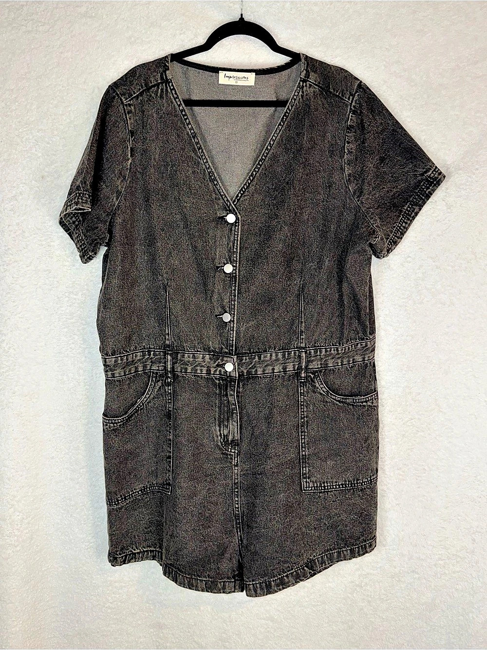 Impressions Manhattan Marvels Denim Romper Black 1X